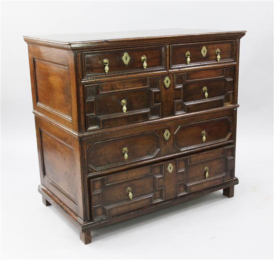 A 17th century oak chest, W.3ft 3in. D.1ft 11in. H.3ft 1in.